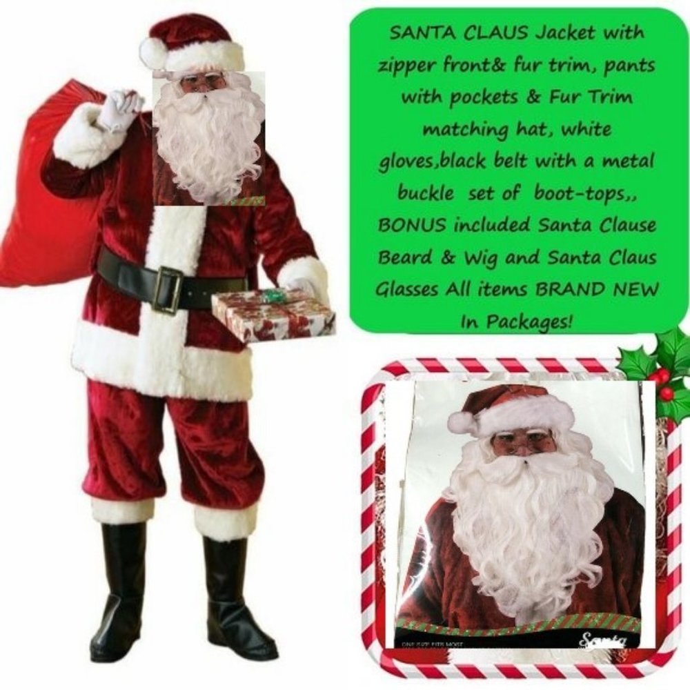 Majestic Deluxe Professional Santa Claus Crimson Adult 11-Pc Costumes NEW - Picture 7 of 16